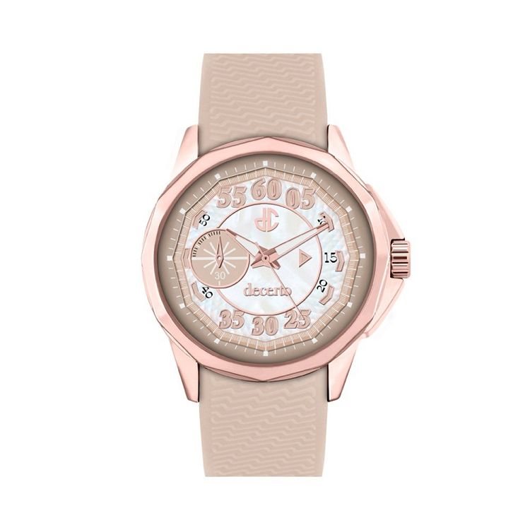 DECERTO Lovish Ladies Rose Gold Alloy Brown Rubber Strap 4507-2