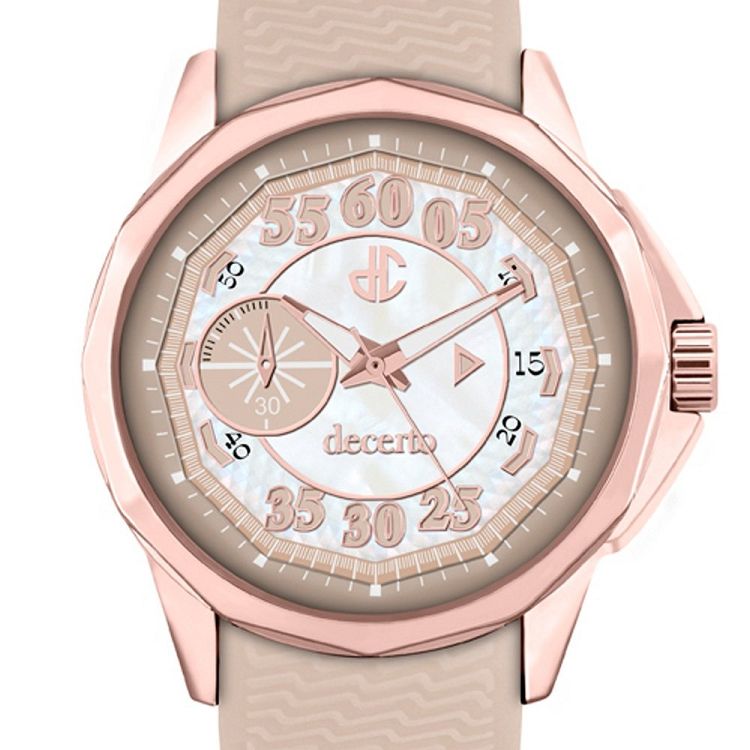 DECERTO Lovish Ladies Rose Gold Alloy Brown Rubber Strap 4507-2