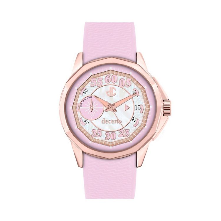 DECERTO Lovish Ladies Rose Gold Alloy Pink Rubber Strap 4507-3