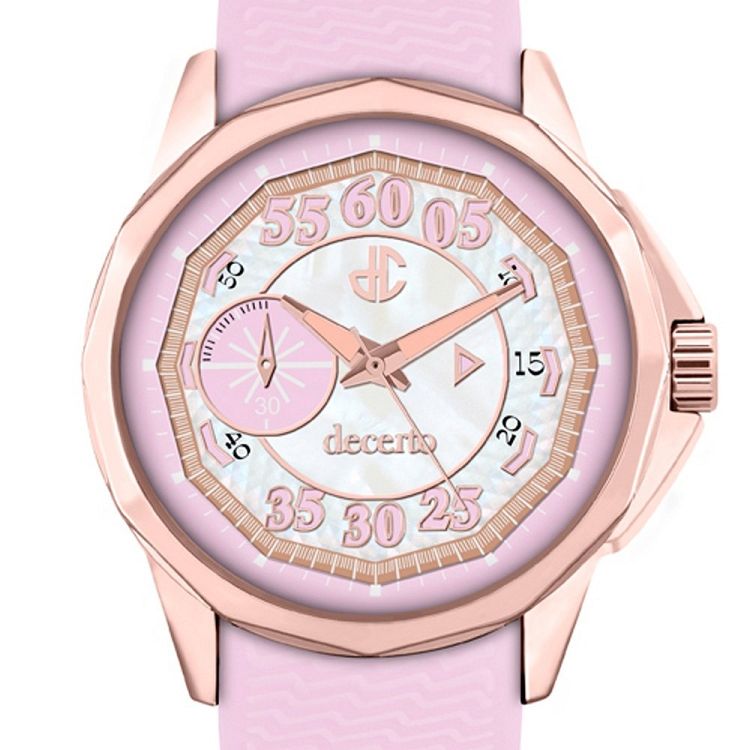 DECERTO Lovish Ladies Rose Gold Alloy Pink Rubber Strap 4507-3