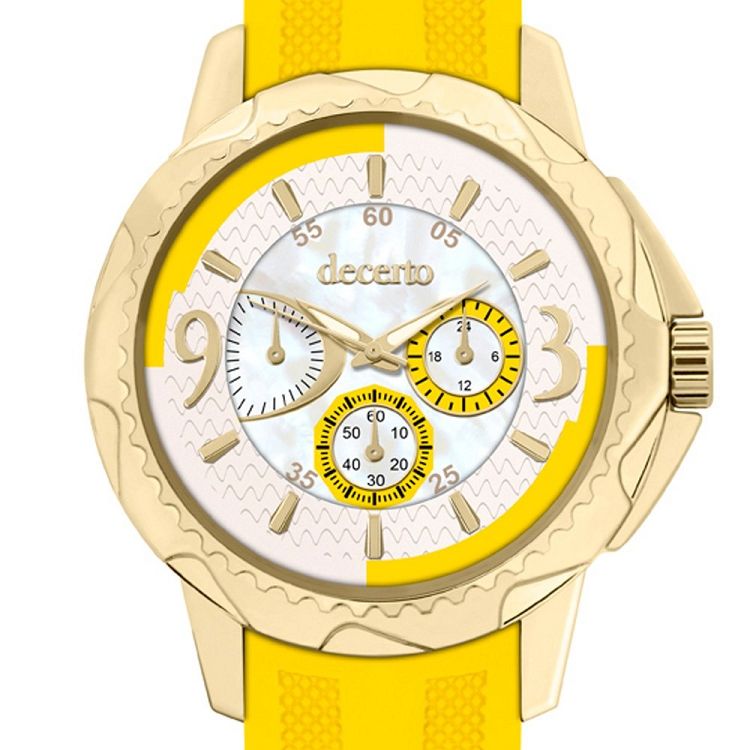 DECERTO Candy Ladies Gold Alloy Yellow Rubber Strap 9393-4