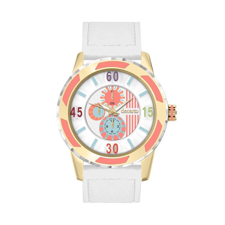 Decerto Lollipop White Leather Strap 3060-35