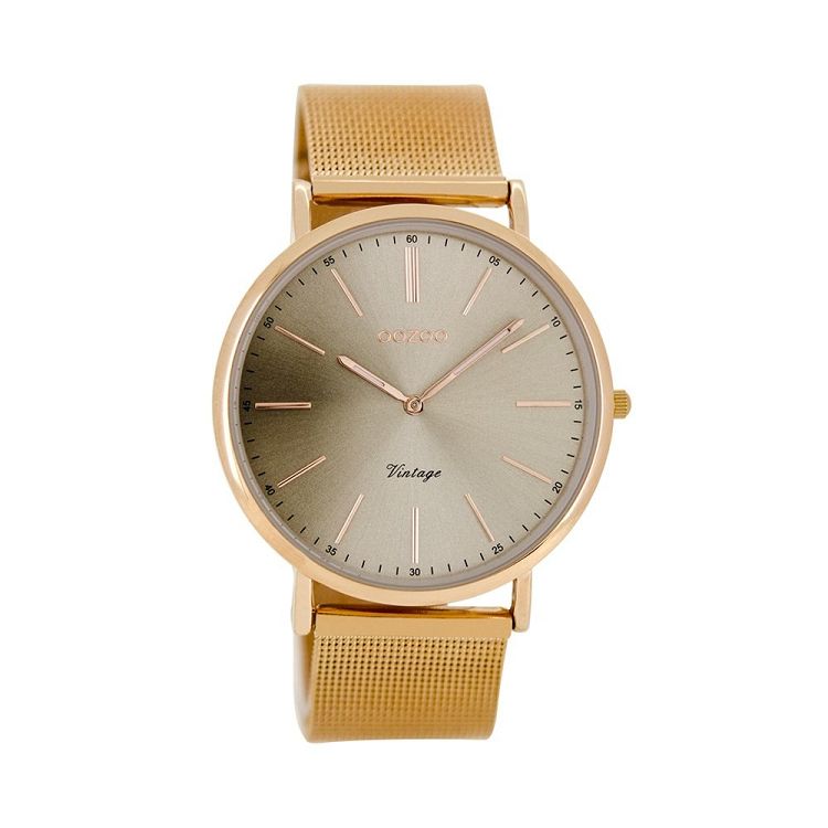 OOZOO Timepieces Vintage Rose Gold Metal Strap C8160