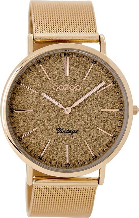OOZOO Timepieces Vintage Rose Gold Mesh Metallic Bracelet C8802