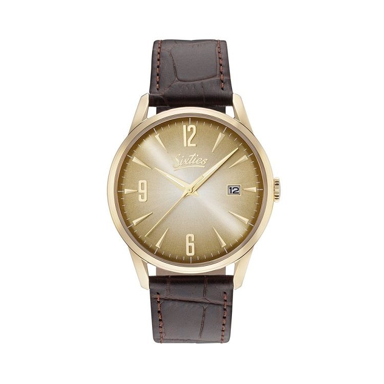 SIXTIES Gold Brown Leather Strap GL-04-5