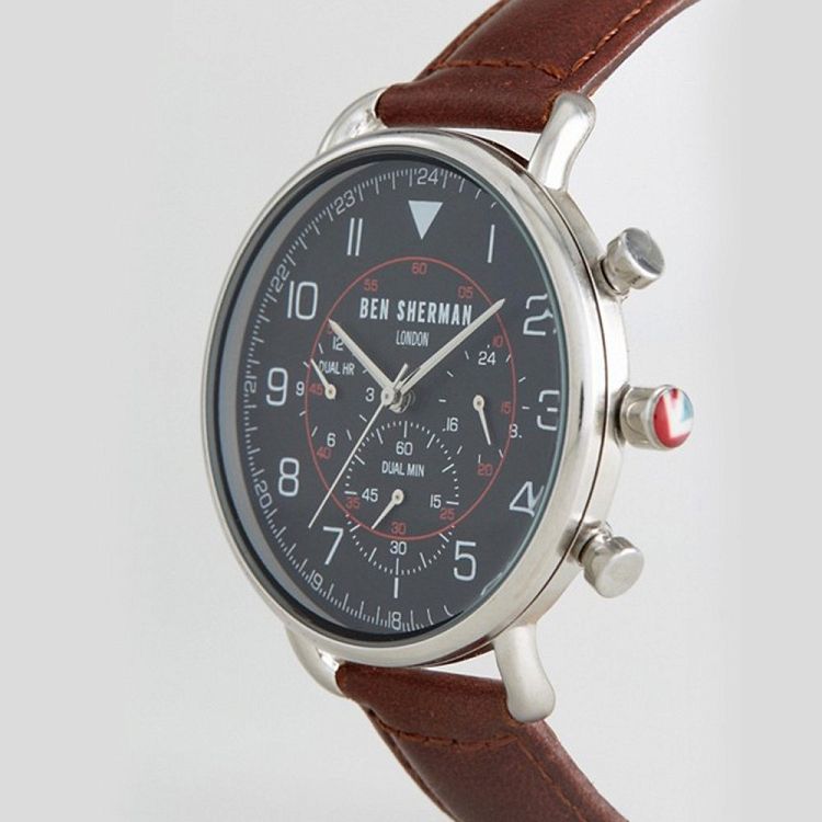 BEN SHERMAN Portobello Professional Chronograph Brown Leather Strap WB068BBR