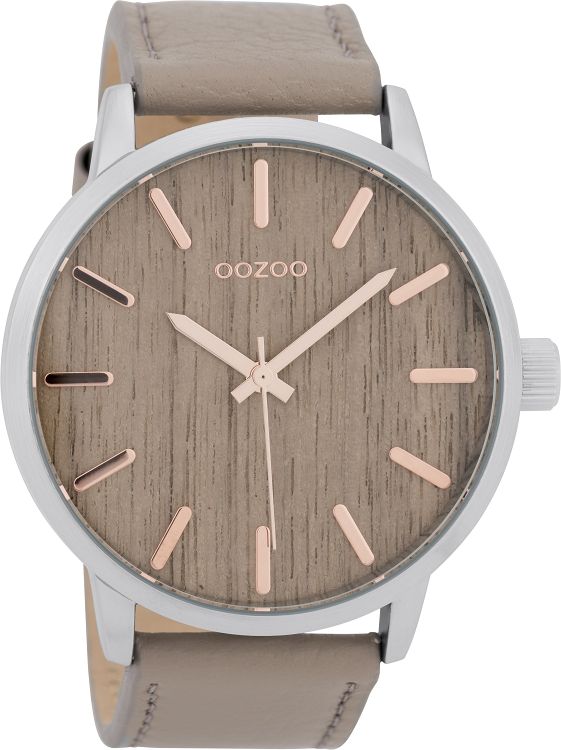 OOZOO Timepieces Oak Wood Dial Brown Leather Strap C9257