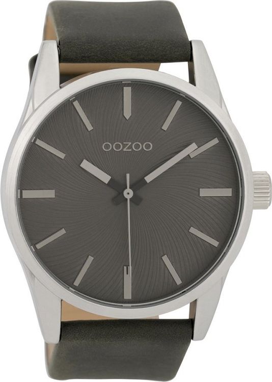OOZOO Timepieces XL Grey Leather Strap C9628