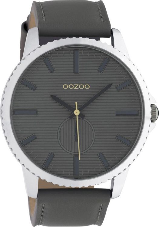 OOZOO Timepieces XXL Grey Leather Strap C10330