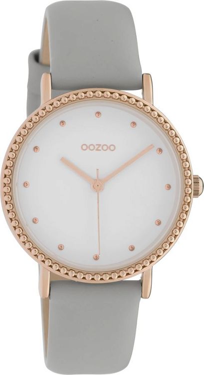 OOZOO Timepieces Rose Gold Grey Leather Strap C10420
