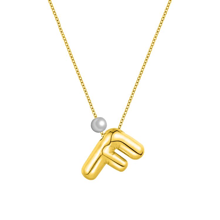 AMOR AMOR - ΣΗΜΑΝΤΙΚΟ: Σε περίπτωση διαφοράς τιμής από το κατάστημα ισχύει παντα και μόνο η τιμή του καταστήματος Κολιέ Από Ατσάλι Επιχρυσωμένο 24Κ Με Μονόγραμμα Balloon