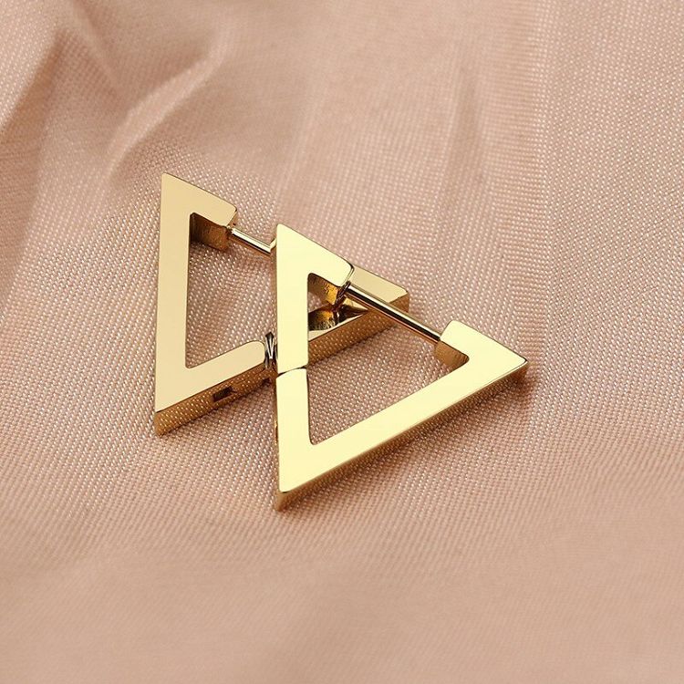 Σκουλαρίκια Κρίκοι Τρίγωνοι Από Ατσάλι Επιχρυσωμένο 24Κ AS48684
