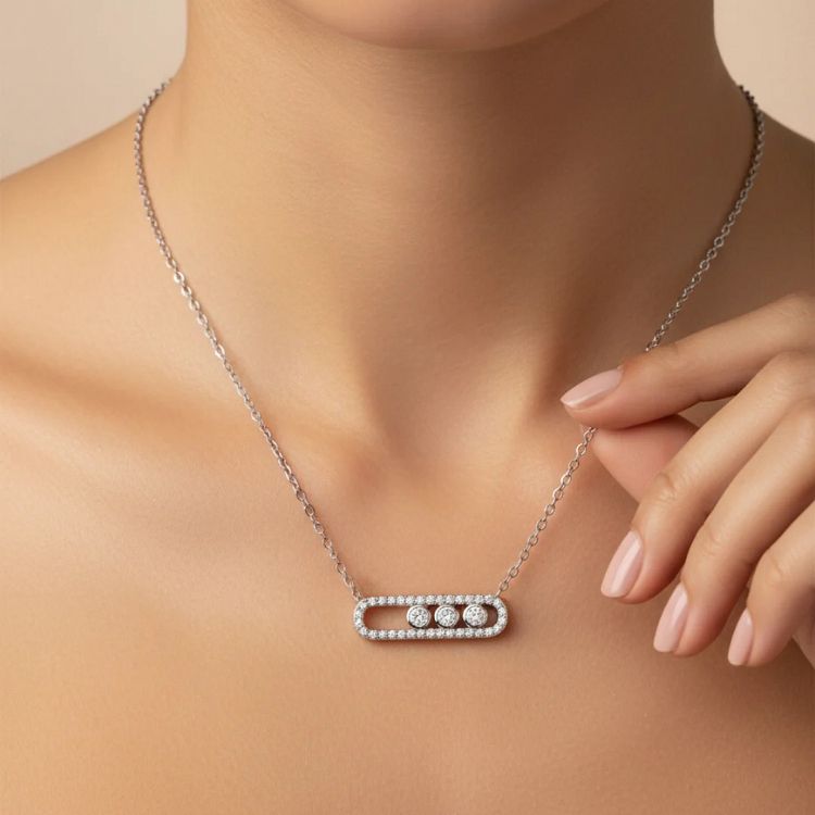 Κολίε Move Από Ατσάλι Με Κινούμενα Ζιργκόν MI13736