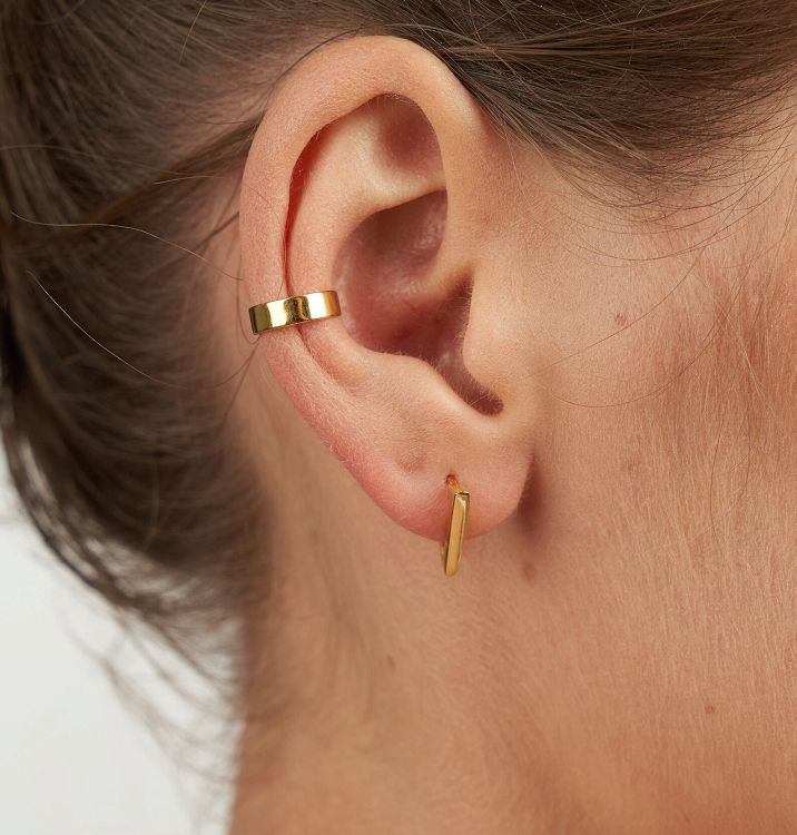 Σκουλαρίκια Κρίκοι Τρίγωνοι Από Ατσάλι Επιχρυσωμένο 24Κ AS48684