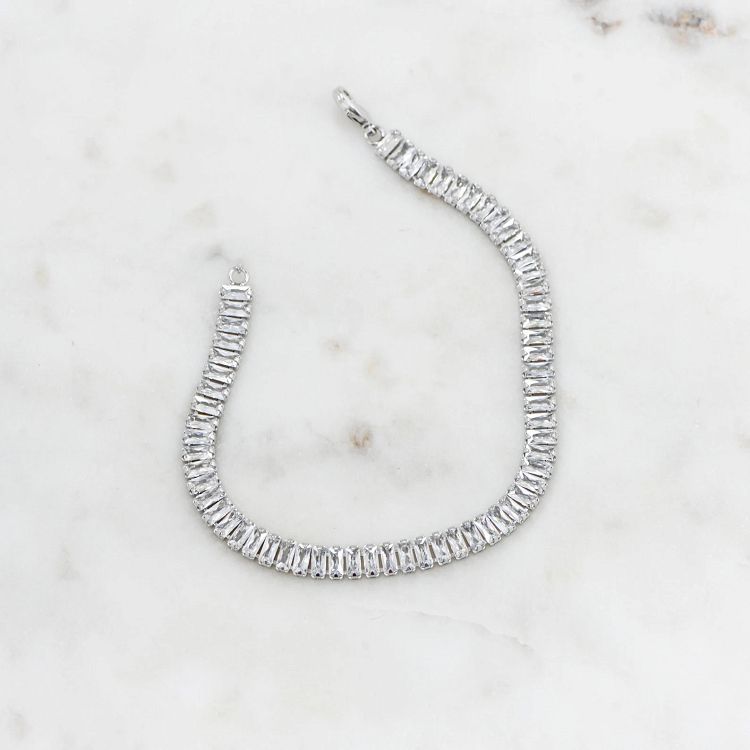 Βραχιόλι Ριβιέρα Από Ανοξείδωτο Ατσάλι Με Ορθογώνια Ζιργκόν MI25462