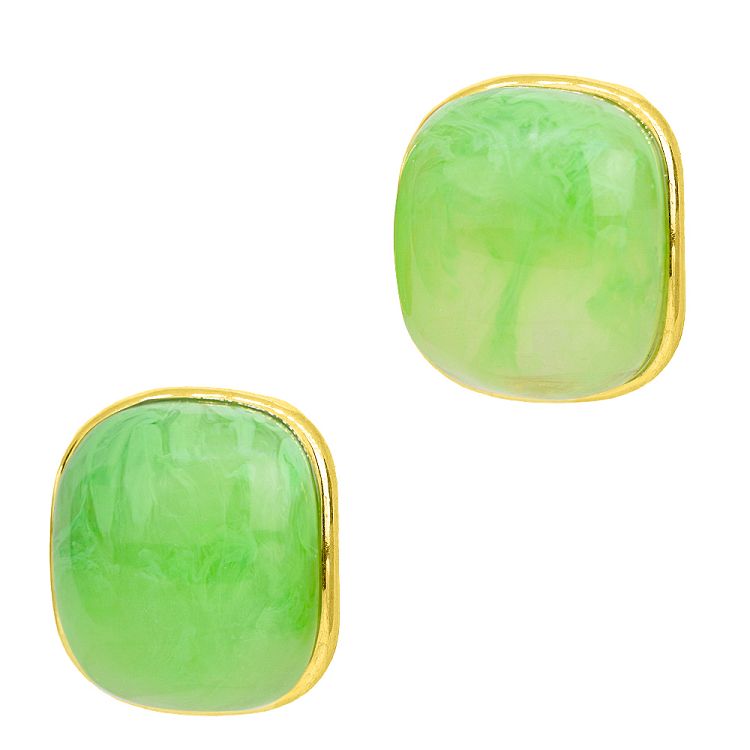 Σκουλαρίκια Marble Candy Πράσινο Από Ατσάλι Επιχρυσωμένο MI43444