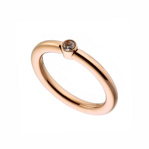 Δαχτυλίδι Μονόπετρο Από Ανοξείδωτο Ατσάλι Ροζ Επιχρυσωμένο AS30243