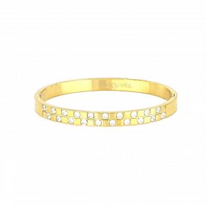 Βραχιόλι Βέργα Από Ατσάλι Επιχρυσωμένο Με Ζιργκόν TU29768