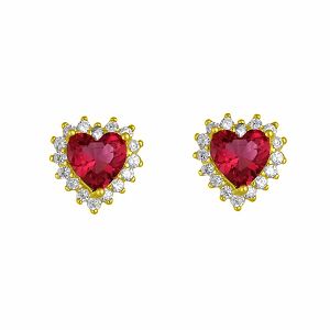 Σκουλαρίκια Ροζέτα Από Ασήμι 925 Επιχρυσωμένο Καρδιά SS47252