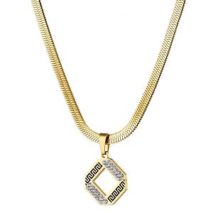 Κολιέ Από Ατσάλι Επιχρυσωμένο Με Μαίανδρο AS12190