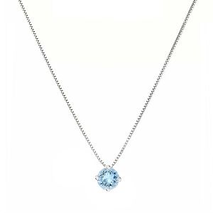 Κολιέ Από Ασήμι 925 Μονόπετρο 4mm/5mm Με Ζιργκόν Aqua SS12268