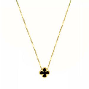 Κολιέ Λουλούδι Clover Shiny με Όνυχα από Ασήμι 925 Επιχρυσωμένο SS12866