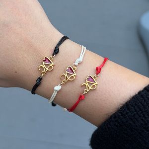 Βραχιόλι Γούρι 2026 Με Καρδιά Από Glitter AA21834