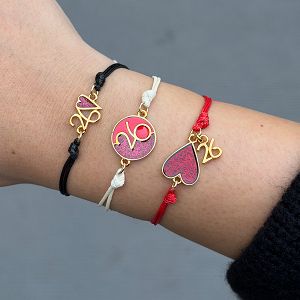 Βραχιόλι Γούρι 2026 Με Καρδιά Από Glitter AA21834