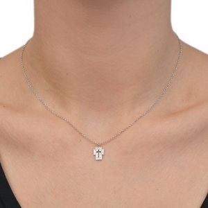 Κολιέ Από Ασήμι 925 Επιπλατινωμένο Με Σταυρό KΟ13241