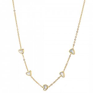 Κολίε Από Ατσάλι Επιχρυσωμένο 24Κ Με Καρδιές AS13774