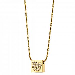 Κολίε Από Ατσάλι Επιχρυσωμένο 24Κ Με Καρδιά AS13778