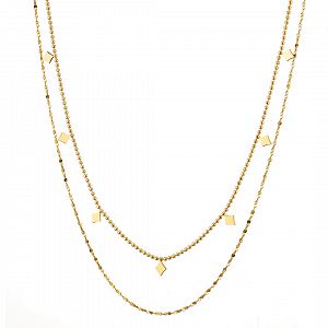 Διπλό Κολίε Από Ατσάλι Επιχρυσωμένο 24Κ AS13780