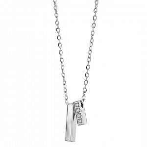 Κολίε Από Ατσάλι Με Ζιργκόν Και Φίλντισι AS13793