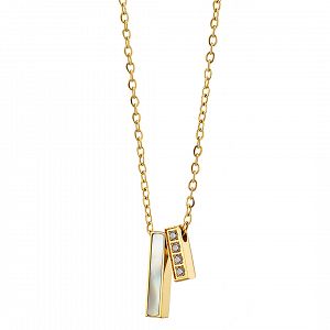 Κολίε Από Ατσάλι Επιχρυσωμένο 24Κ Με Ζιργκόν Και Φίλντισι AS13794