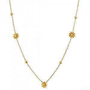 Κολίε Από Ατσάλι Επιχρυσωμένο 24Κ Με Λουλούδια AS13800