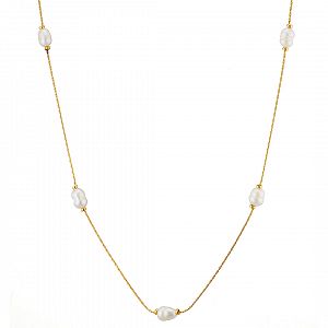 Κολίε Από Ατσάλι Επιχρυσωμένο 24Κ Με Μαργαριτάρια AS13802