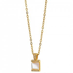 Κολίε Από Ατσάλι Επιχρυσωμένο 24Κ Με Ζιργκόν Και Φίλντισι AS13810