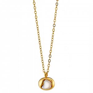 Κολίε Από Ατσάλι Επιχρυσωμένο 24Κ Με Μαργαριτάρι AS13814