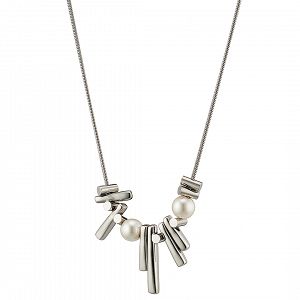 Διπλό Κολίε Από Ατσάλι Με Μαργαριτάρια AS13826
