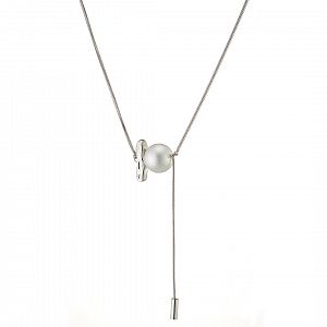 Διπλό Κολίε Από Ατσάλι Με Μαργαριτάρι AS13827