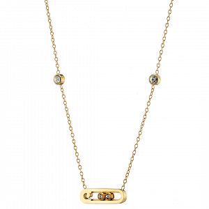 Κολίε Από Ατσάλι Επιχρυσωμένο 24Κ Με Ζιργκόν AS13831