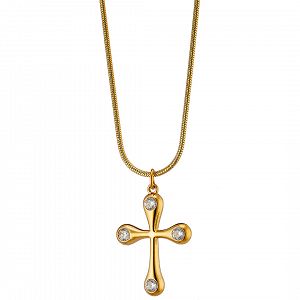 Κολίε Από Ατσάλι Επιχρυσωμένο 24Κ Με Σταυρό AS13853