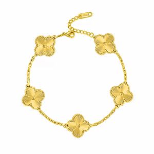 Βραχιόλι Λουλούδι Clover Shiny Από Ατσάλι Επιχρυσωμένο MI29646