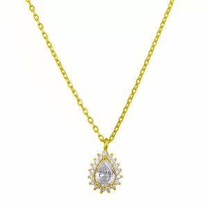 Κολιέ Ροζέτα Από Ασήμι 925 Επιχρυσωμένο Με Δάκρυ SS17378