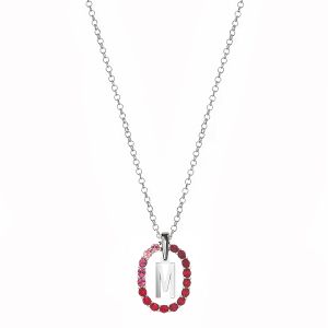 Κολιέ Από Ασήμι 925 Με Μονόγραμμα Και Swarovski Κόκκινα EX15345