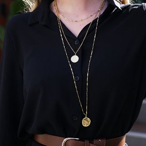 Κολιέ Από Ανοξείδωτο Ατσάλι Και Ορείχαλκο Επιχρυσωμένο Με Δίσκο Της Φαιστού AA15584