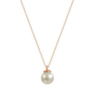 Κολιέ Από Ασήμι 925 Ροζ Επιχρυσωμένο Με Πέρλα Swarovski EX16606