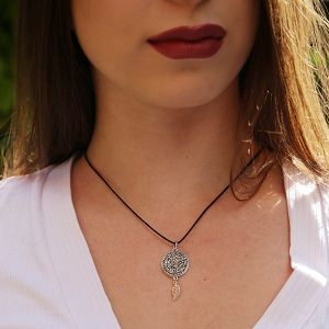 Κολιέ Από Κορδόνι Kαι Ορείχαλκο Με Δίσκο Της Φαιστού AA19440