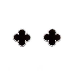 Σκουλαρίκια Λουλούδι Clover Μαύρο από Ατσάλι MI46030