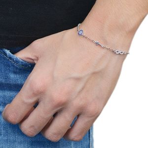 Βραχιόλι Από Ασήμι 925 Επιπλατινωμένο Με Άπειρο Και Ματάκι ΚΟ20548